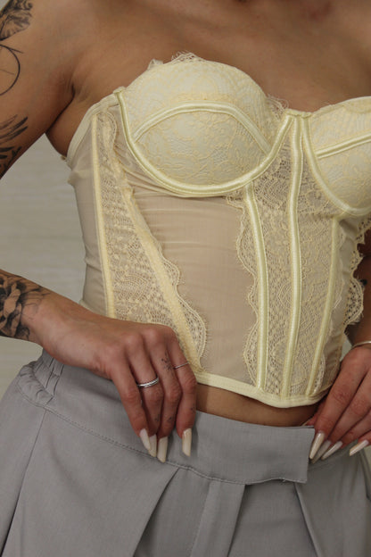 Corset in pizzo giallo