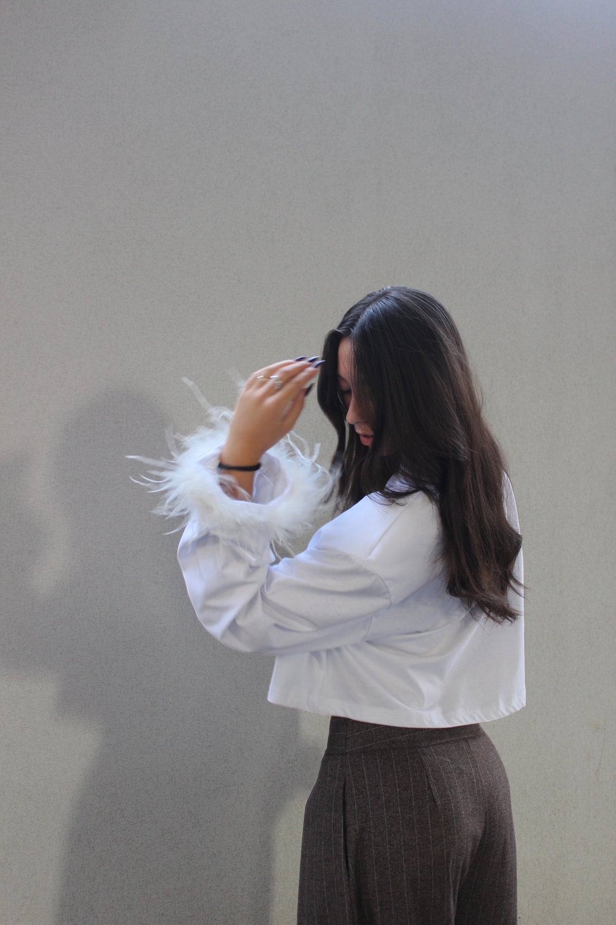 t-shirt crop plume bianca