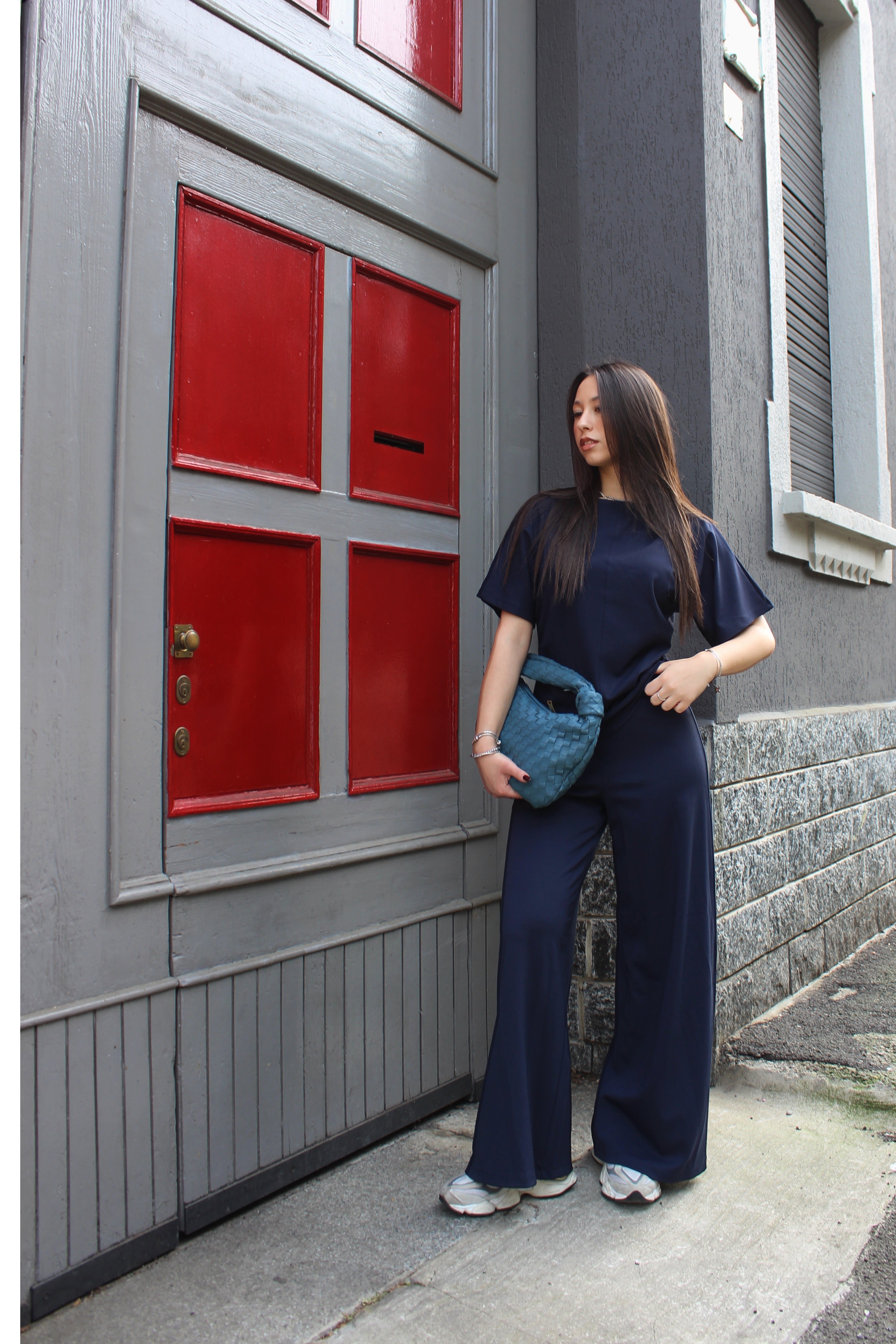 Coordinato in Viscosa Blu