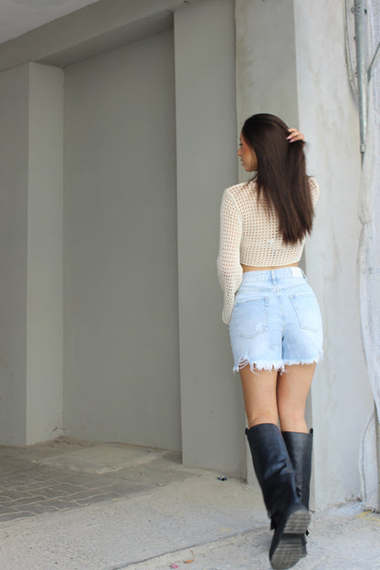 Maglia Crochet Panna
