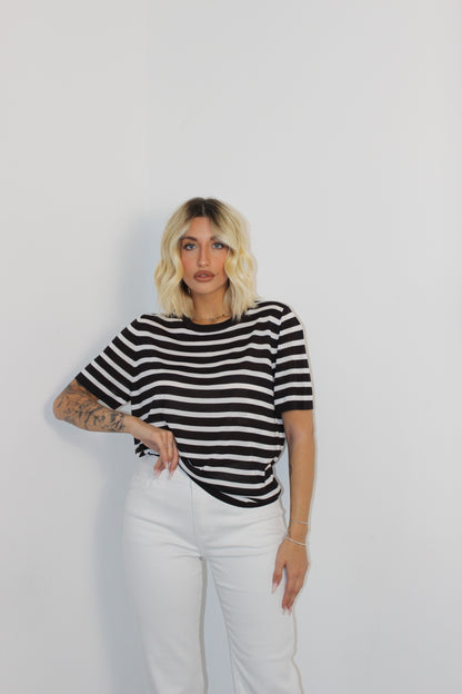 T-shirt righe cioccolato