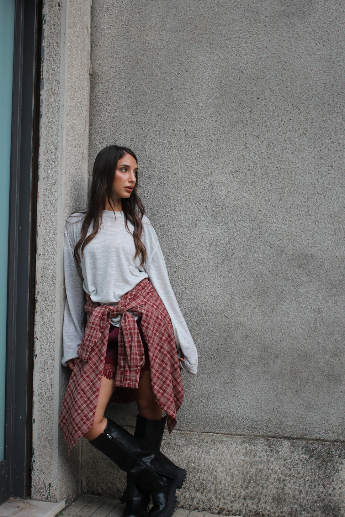 Camicia Check bordeaux