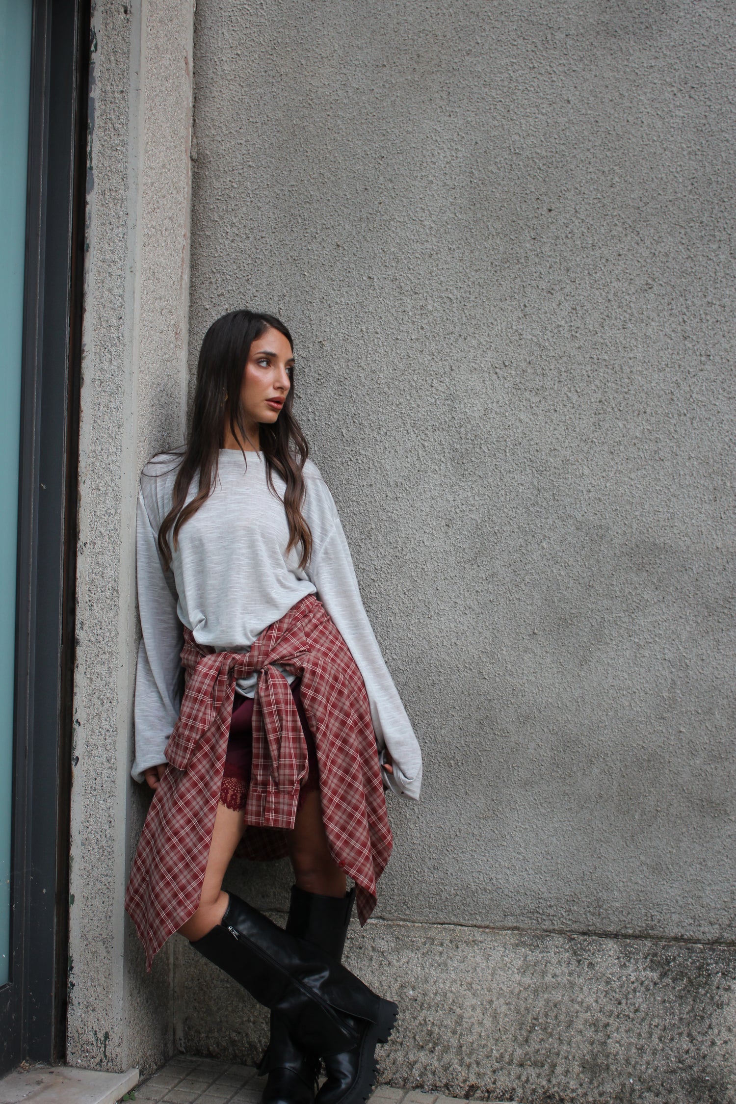 Camicia Check bordeaux
