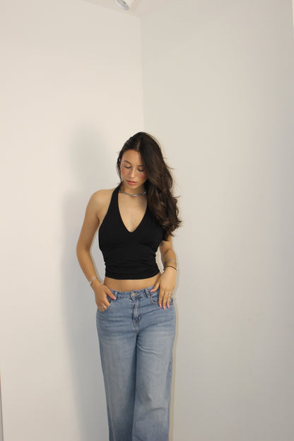 Top stringato Nero