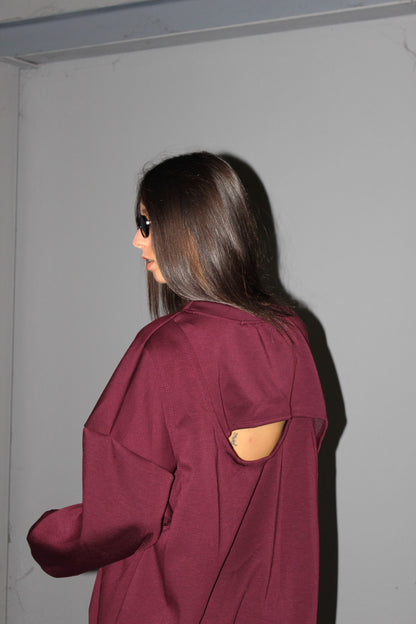 Maxi felpa cut out burgundy