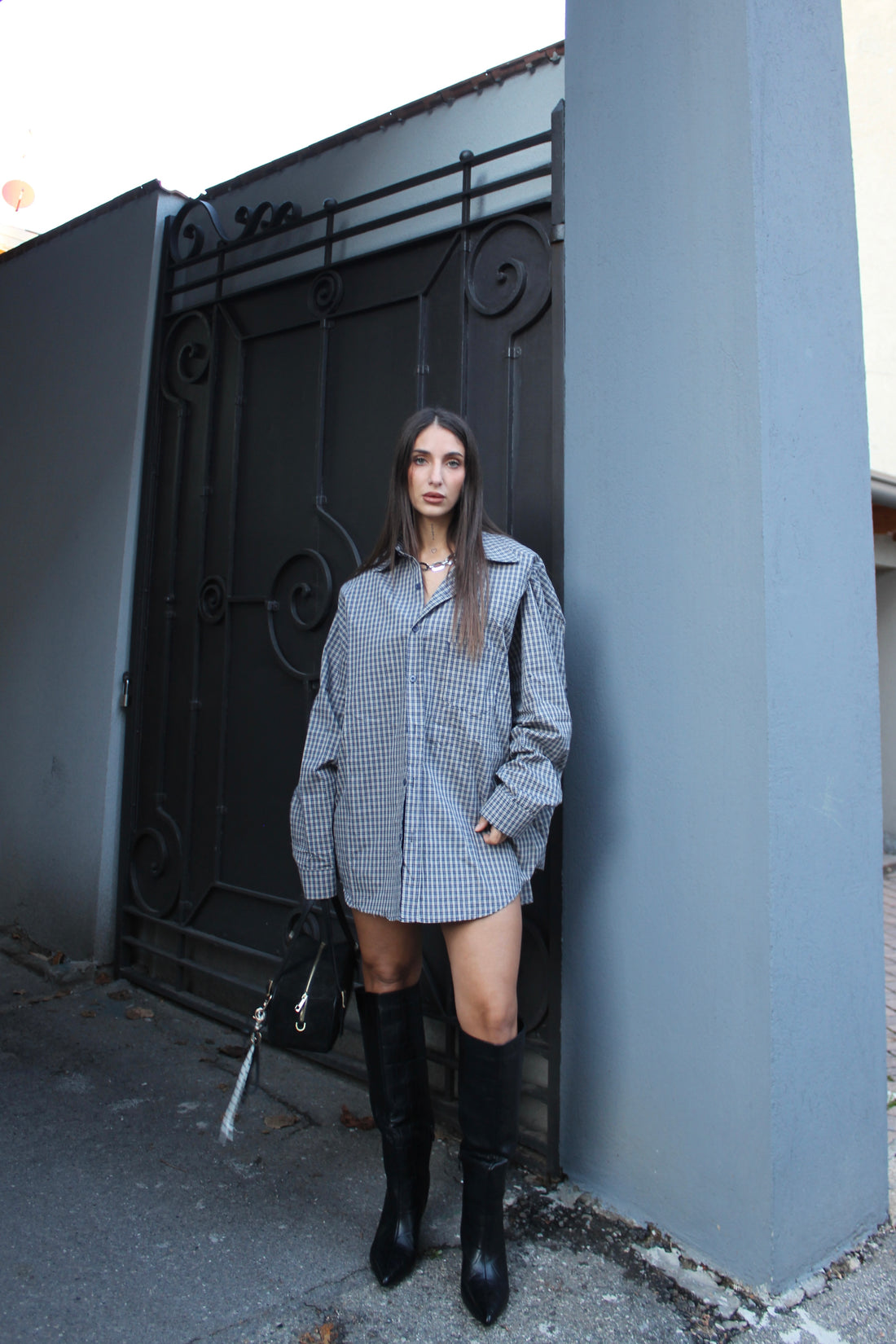 Camicia microcheck blu