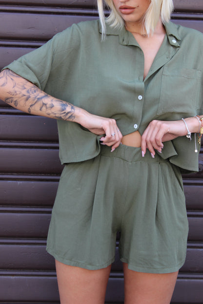 Coordianto blusa crop verdone