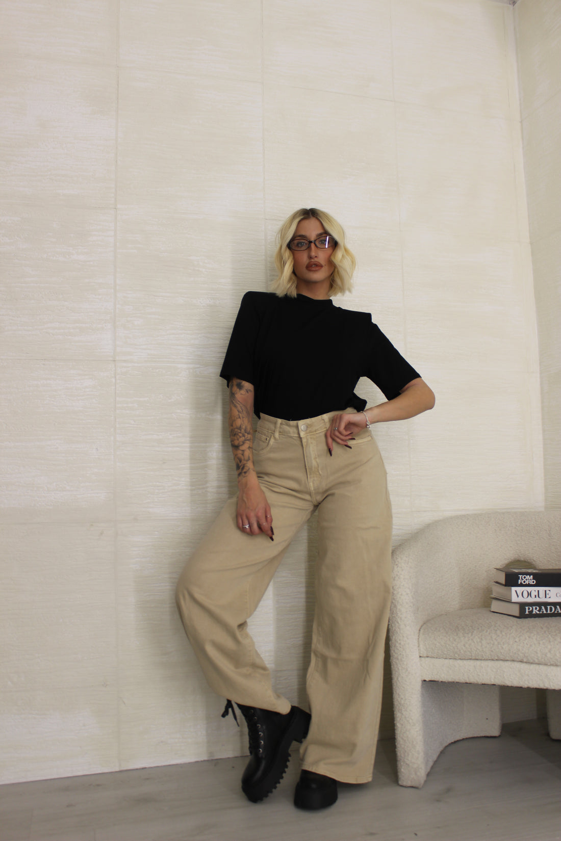 Jeans mega baggy beige