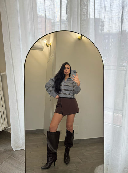 Polo pull a righe grigio