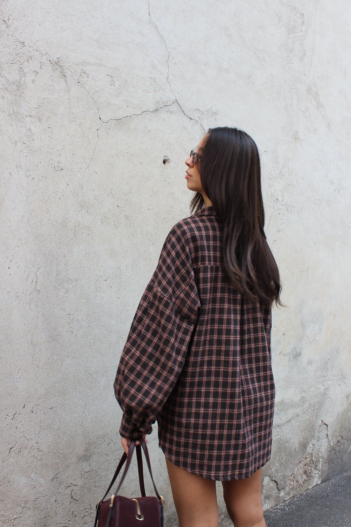 Camicia scozzese caffè