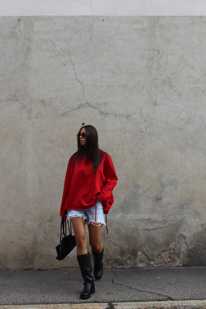 Maxi felpa ripped rosso