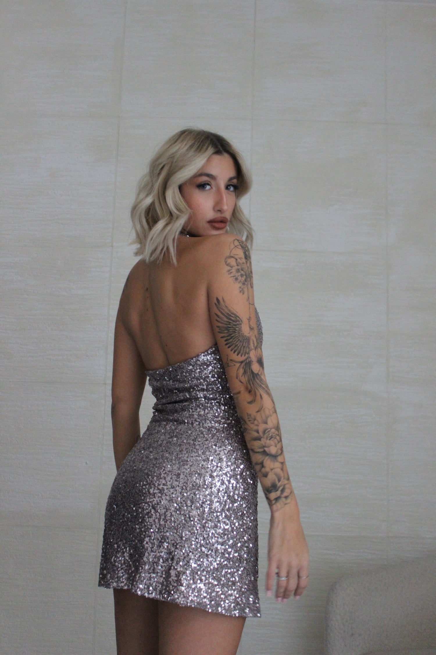 dress paillettes silver