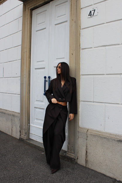 Tailleur gessato cioccolato
