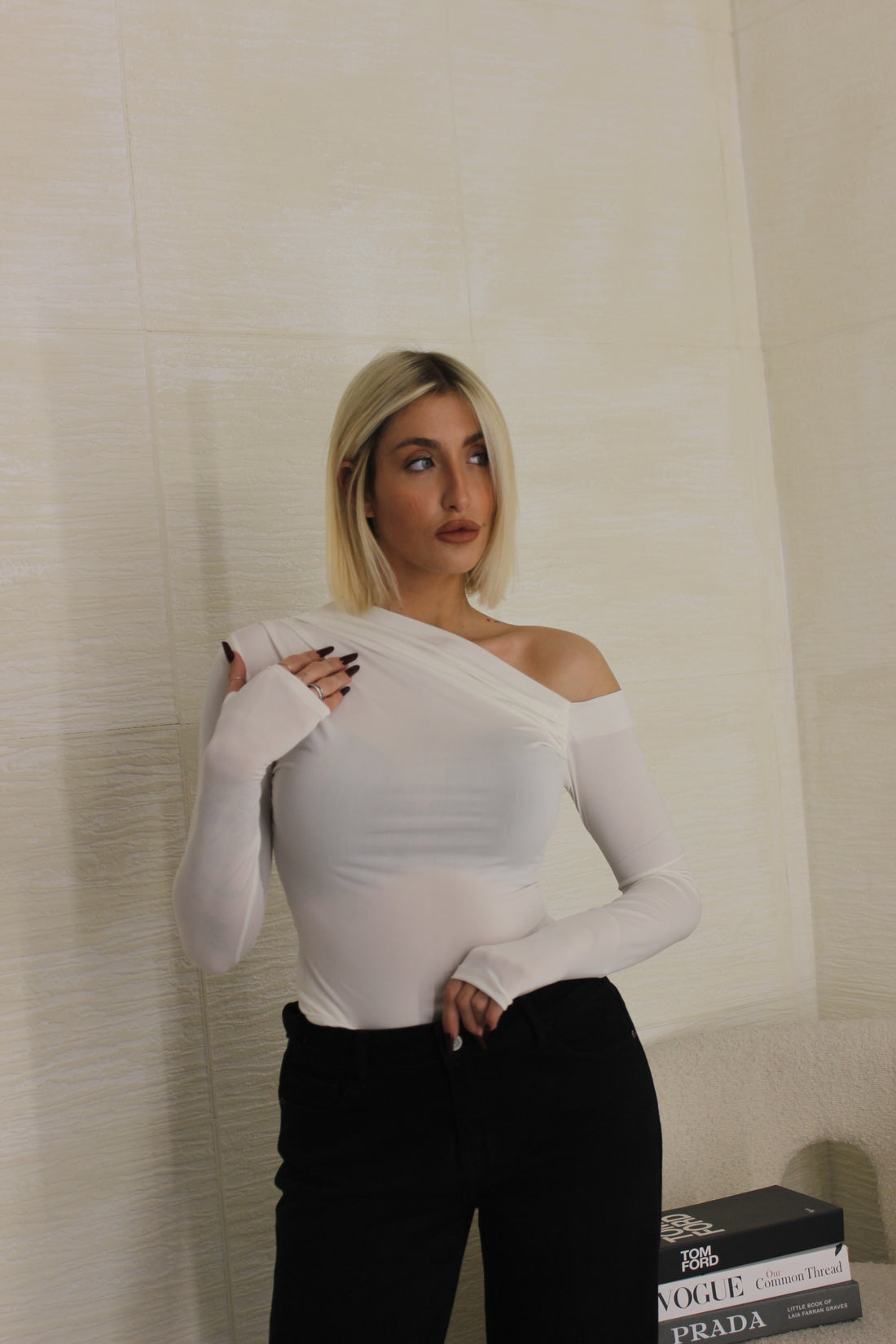 Maglia scollo asimmetrico Bianco