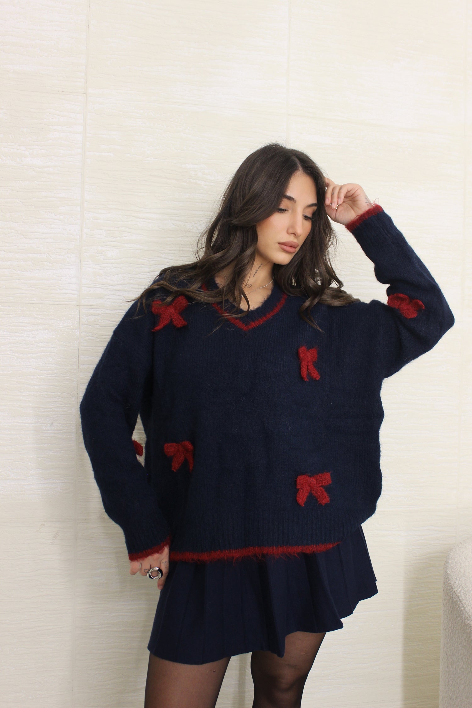 Pull con fiocchi Blu