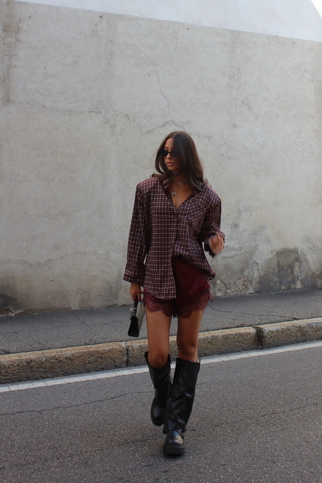 Camicia check bordeaux