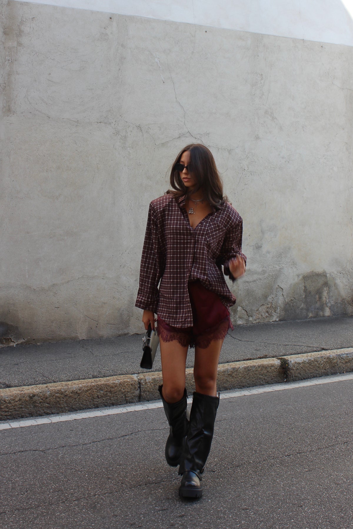 Camicia check bordeaux
