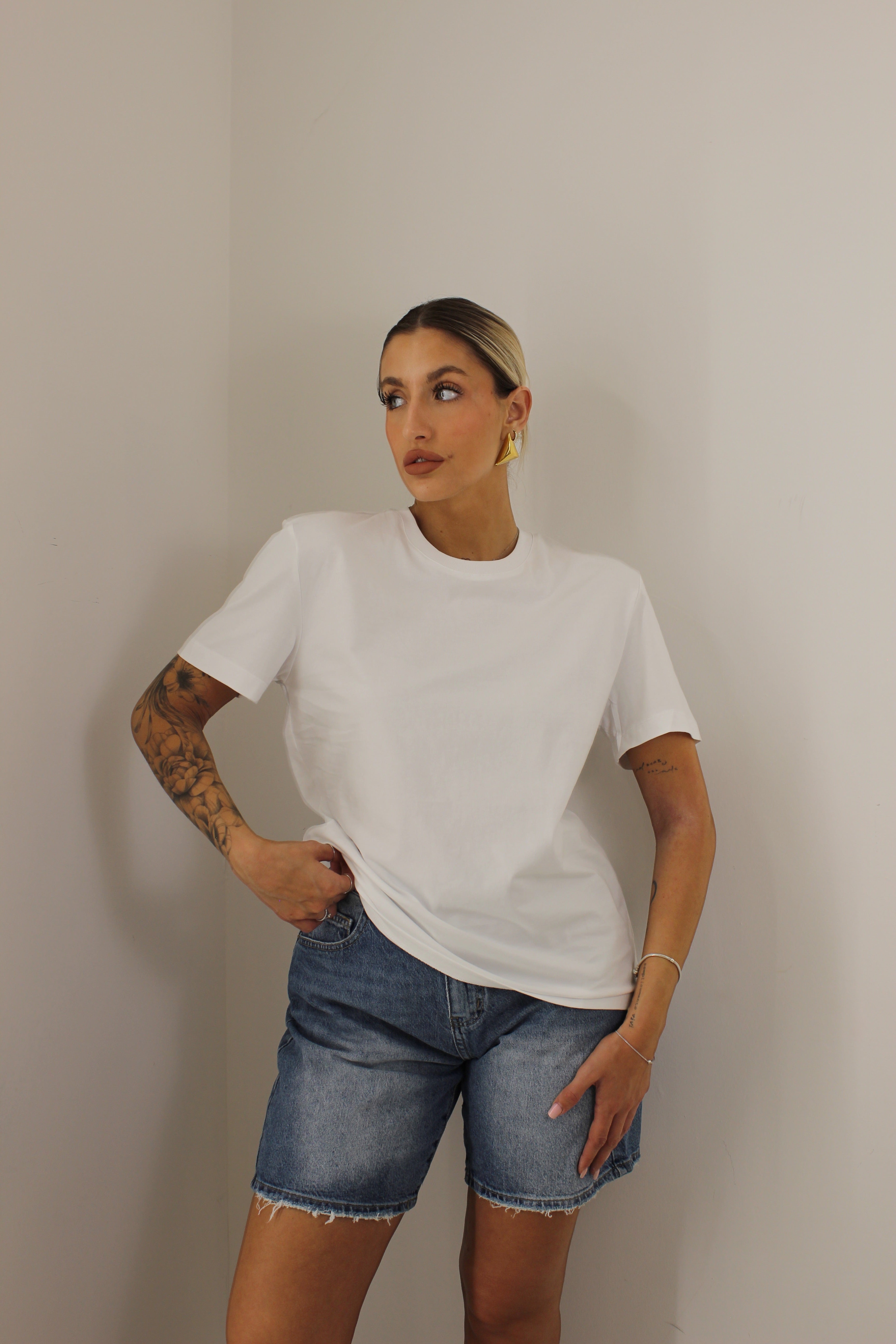 T-shirt basic lumina bianca
