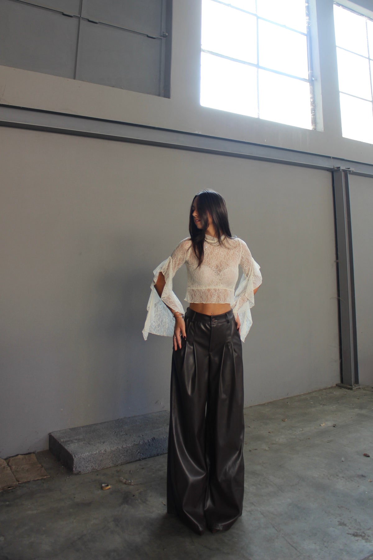 Blusa in pizzo panna