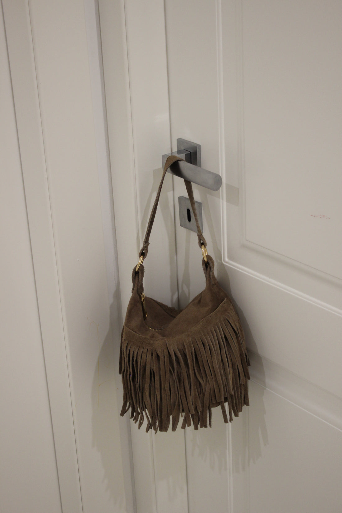 Bucket Bag con frange Beige