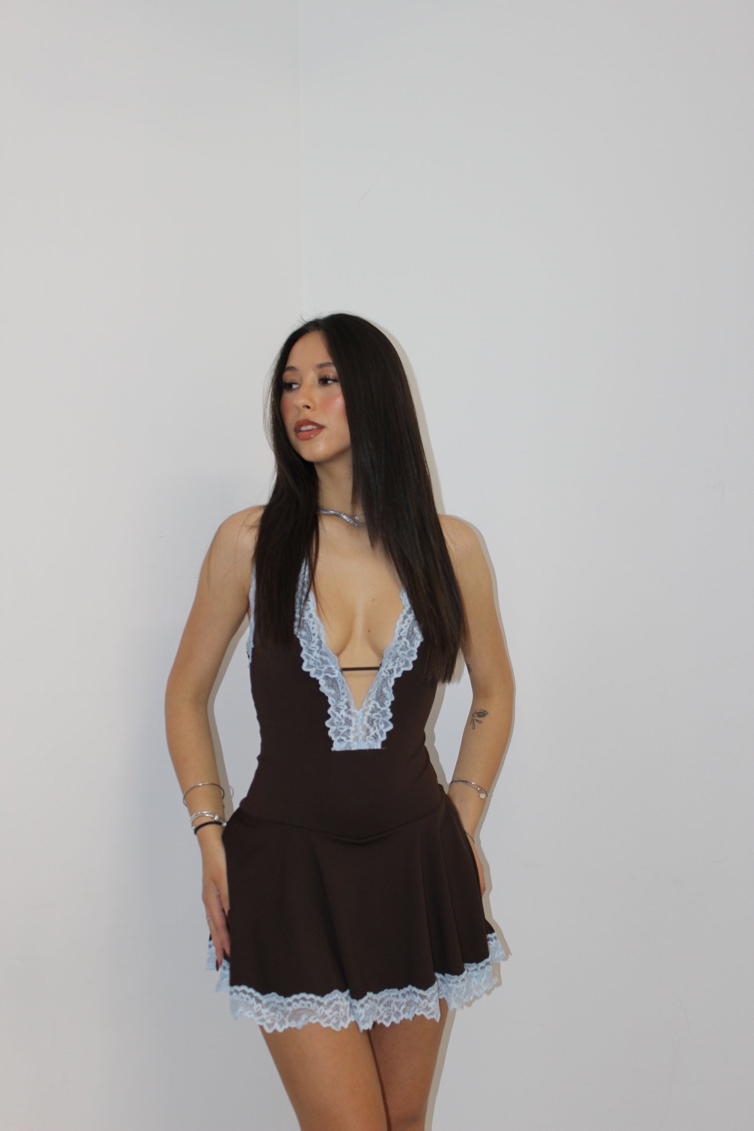 Playsuit pizzo cioccolato