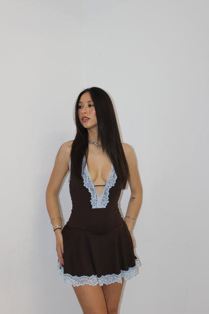 Playsuit pizzo cioccolato
