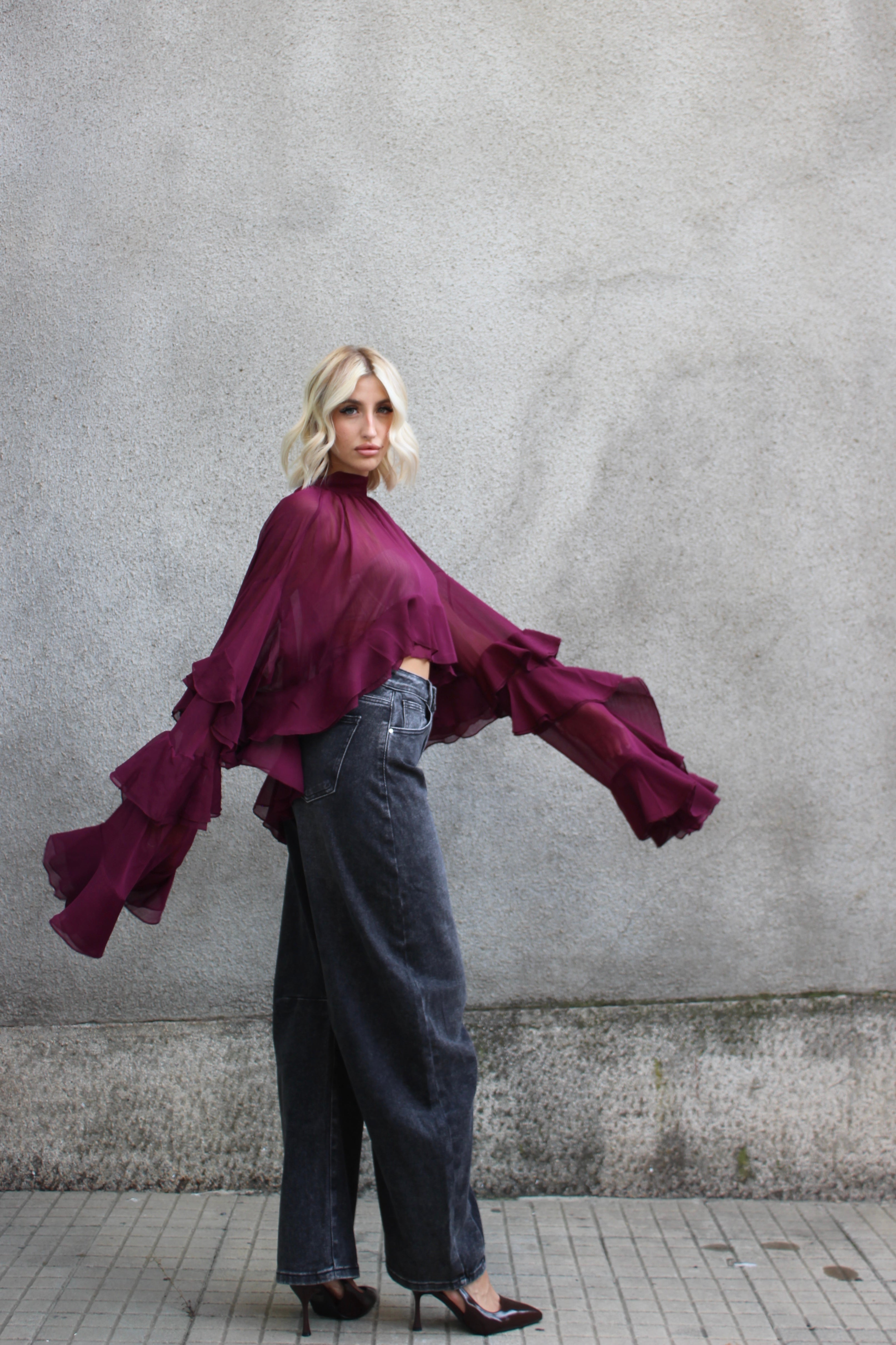 Blusa Voilè Bordeaux