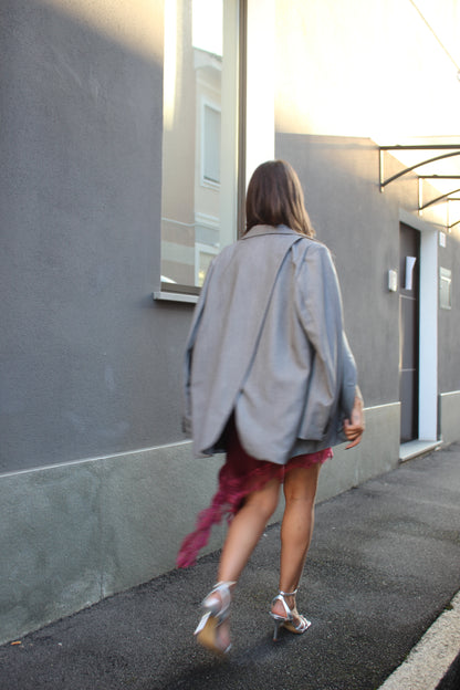 Abito in satin bordeaux