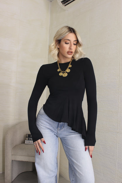 Maglia Lumina Asimmetrica Nero