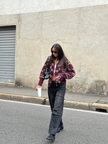 Cardigan Paisley burgundy