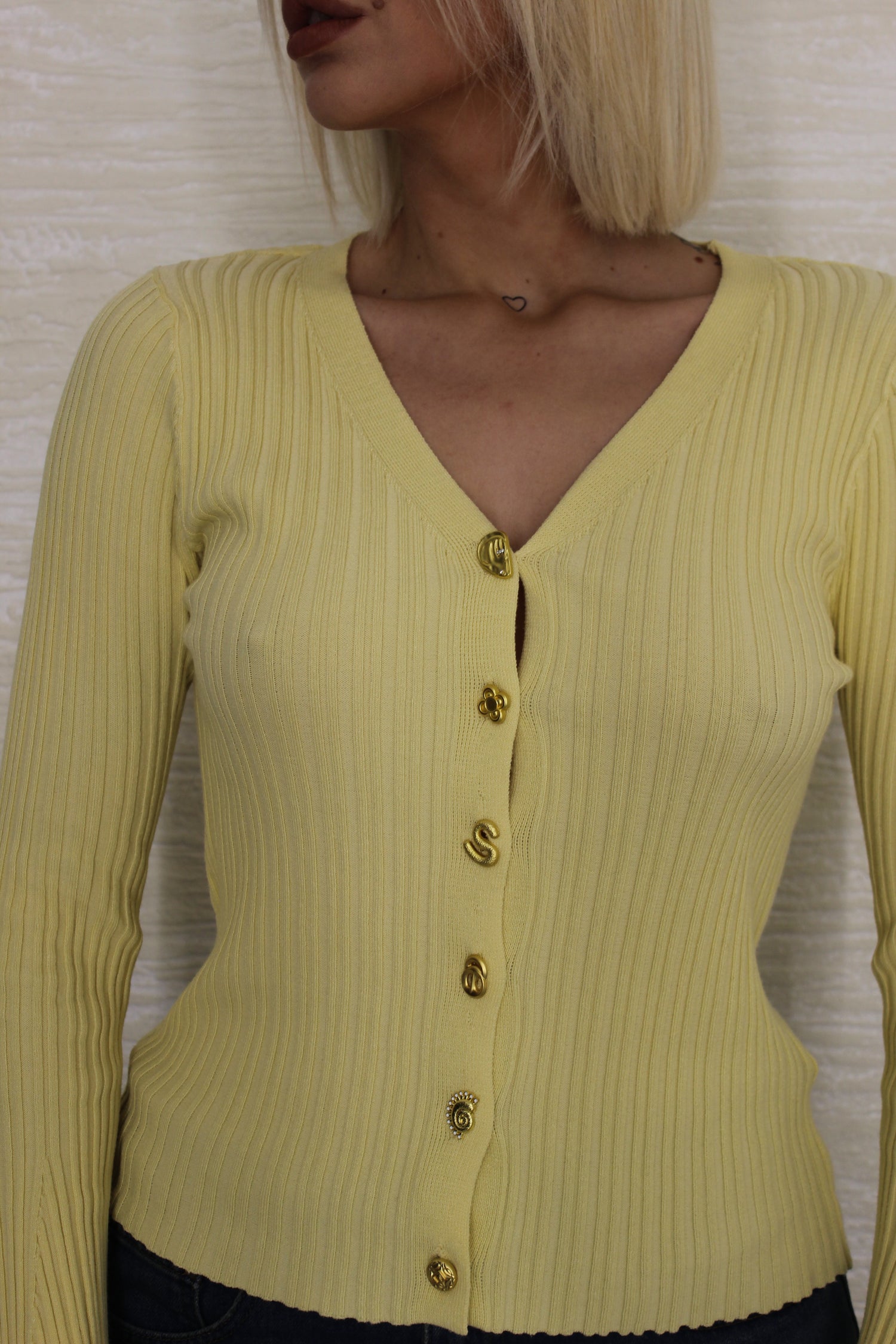 Maglia con Bottoni Giallo