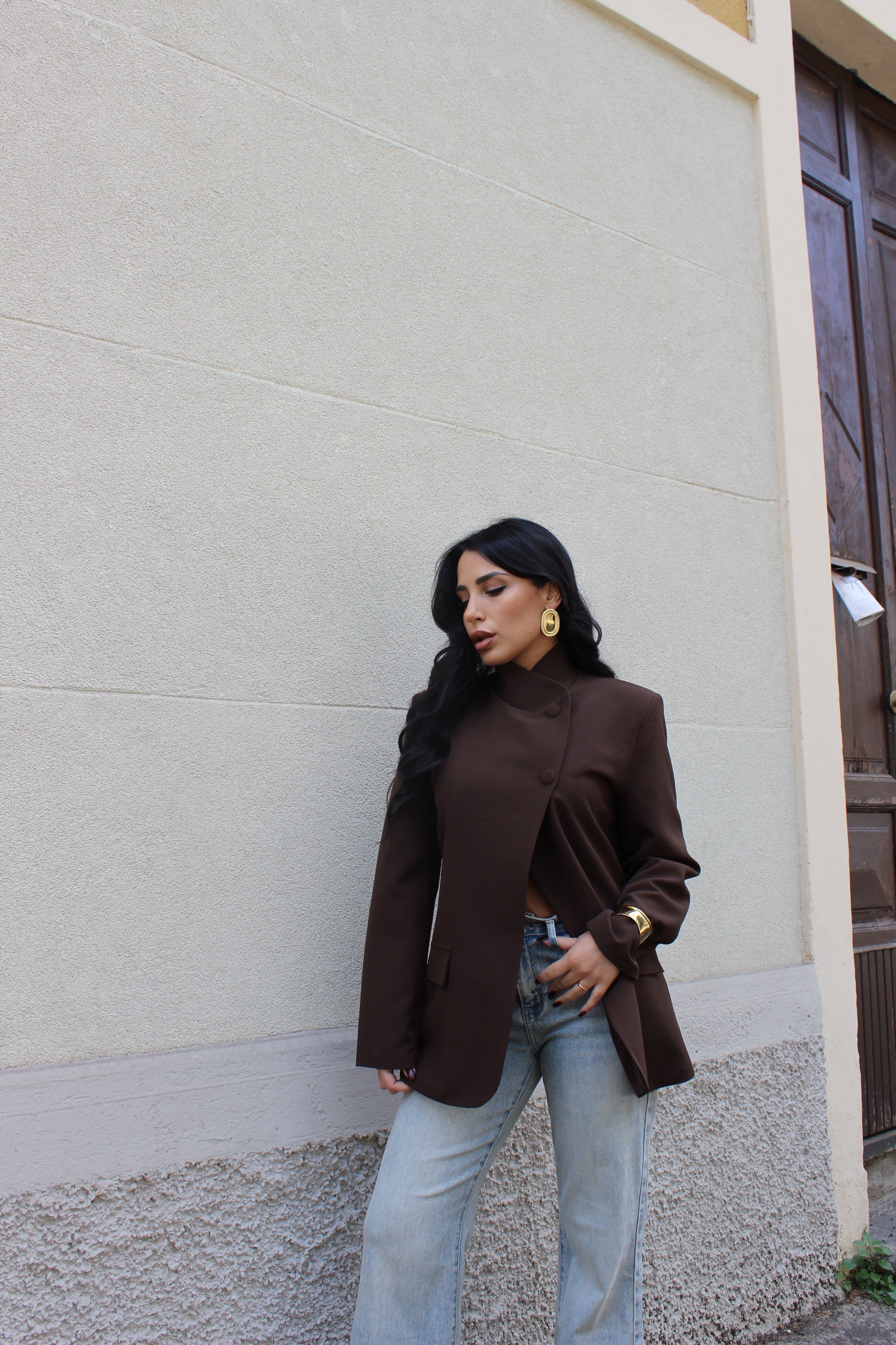 Blazer con chiusura laterale Cioccolato