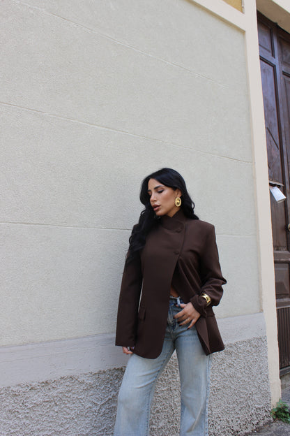 Blazer con chiusura laterale Cioccolato