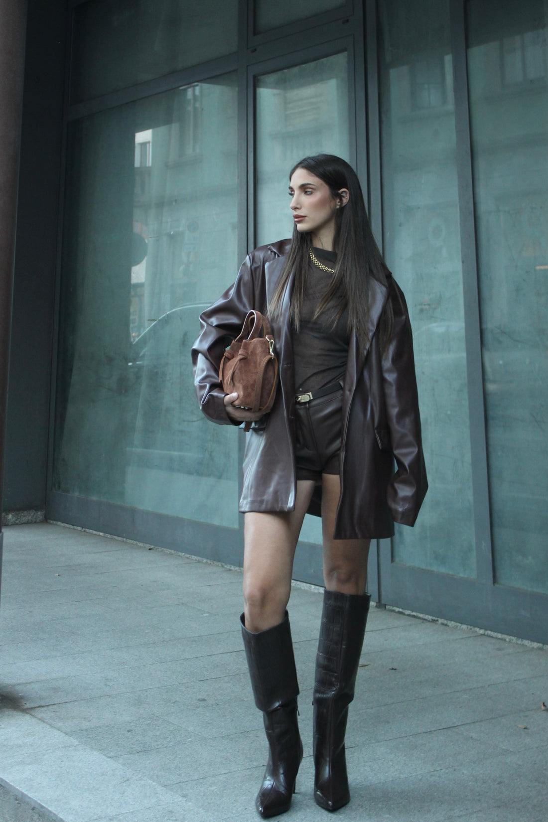 Blazer in ecopelle cioccolato