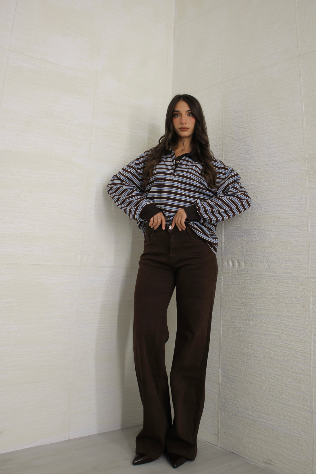 Jeans wide leg cioccolato