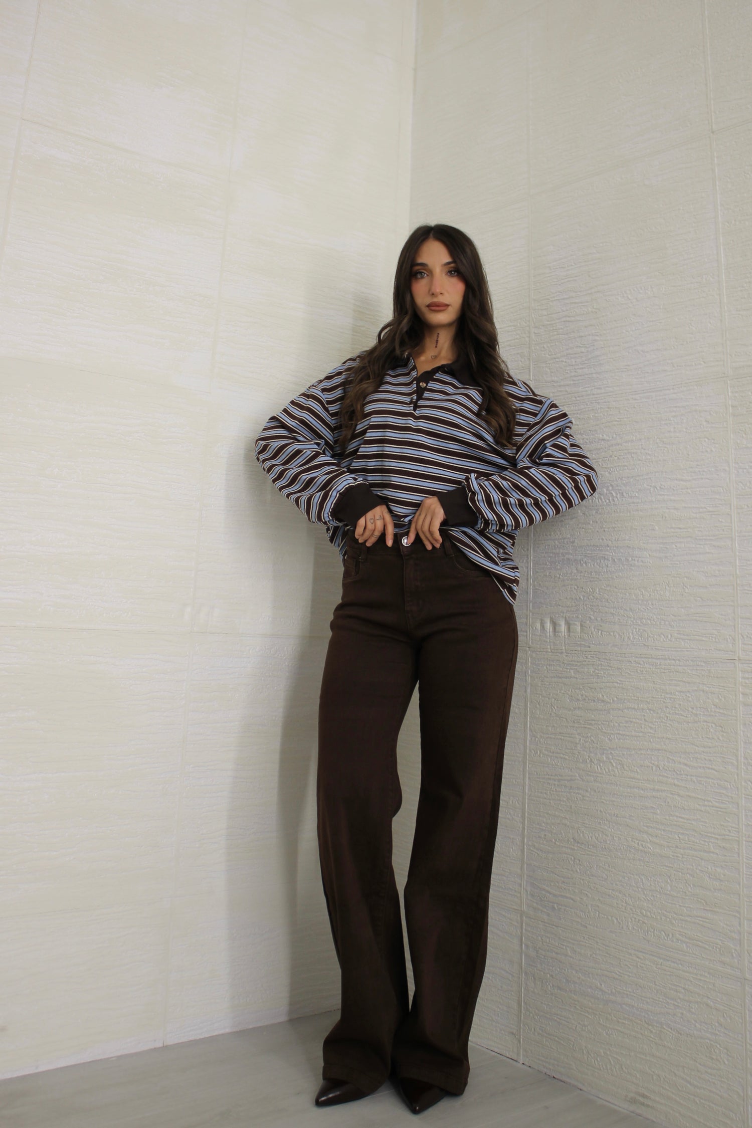 Jeans wide leg cioccolato