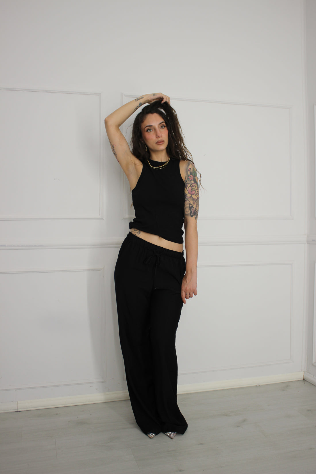 Pantaloni viscosa neri