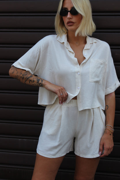 Coordianto blusa crop panna