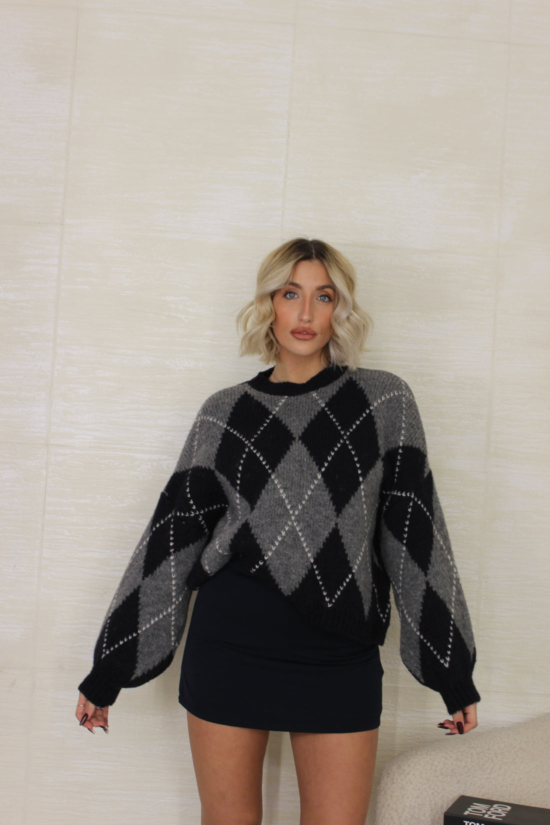 Pull rombi Grigio/Blu