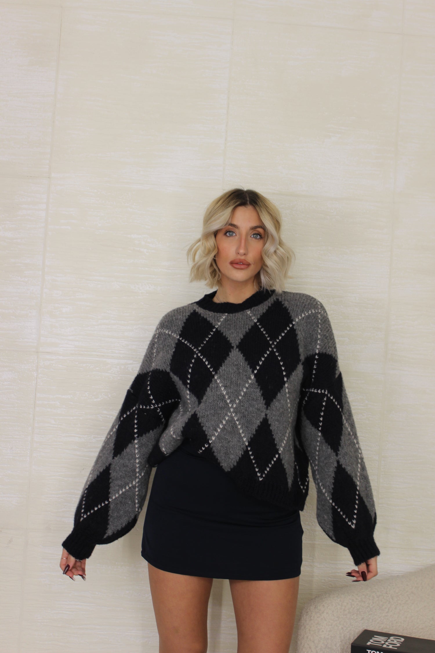 Pull rombi Grigio/Blu