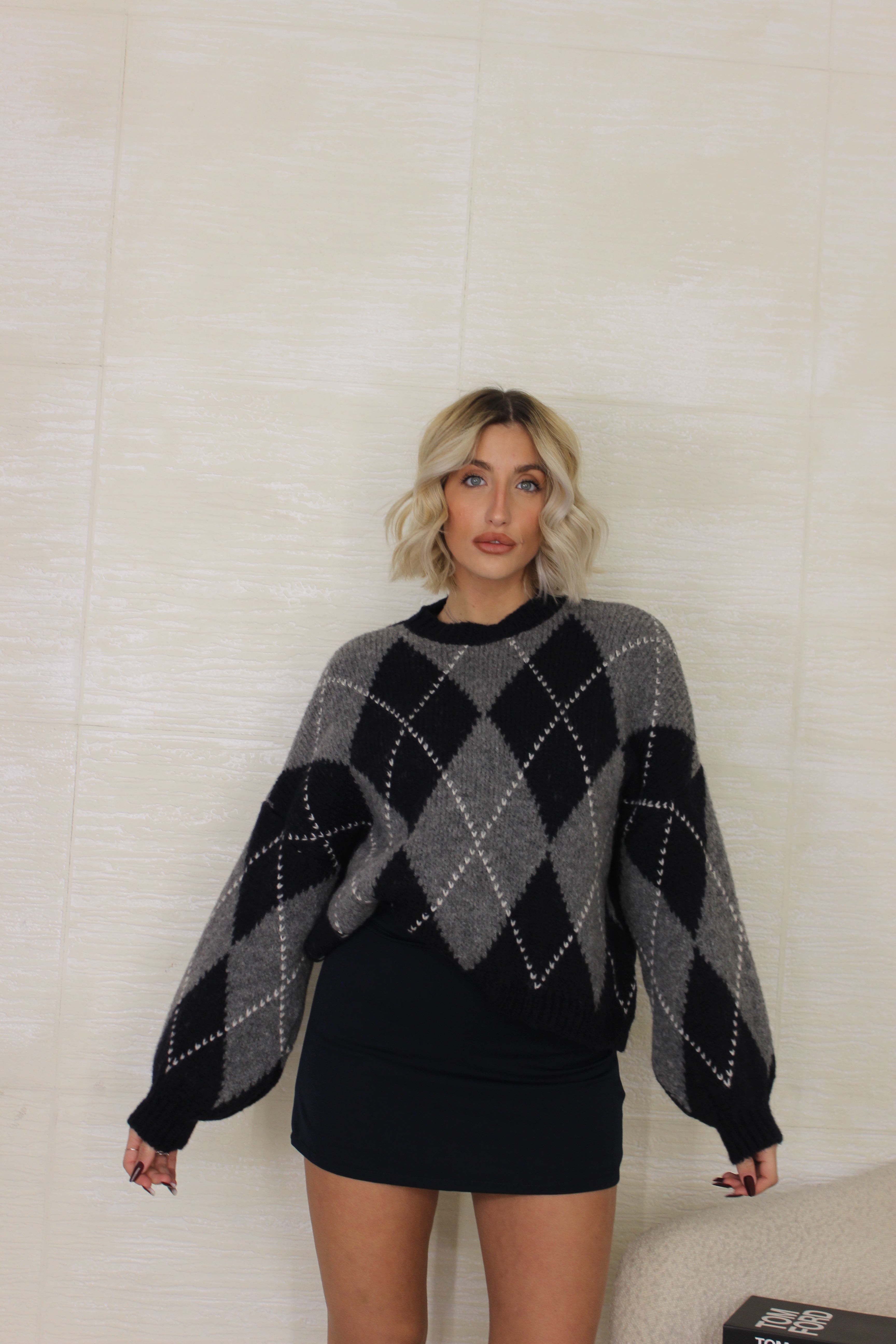 Pull rombi Grigio/Blu