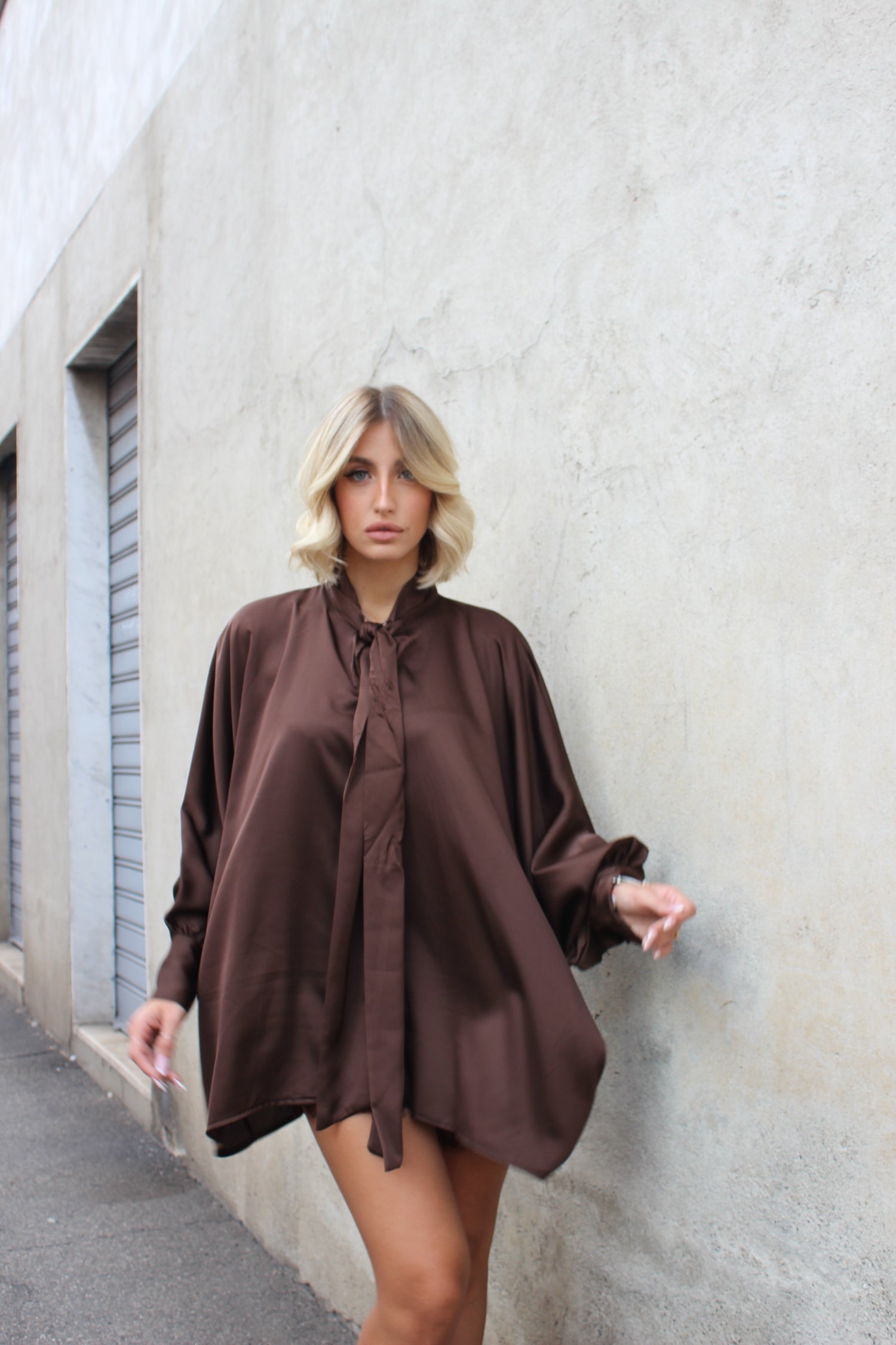 MaxiBlusa Satin Cioccolato