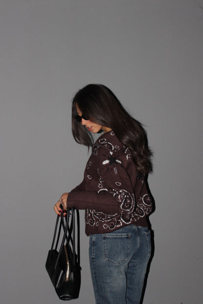 Cardigan Paisley cioccolato