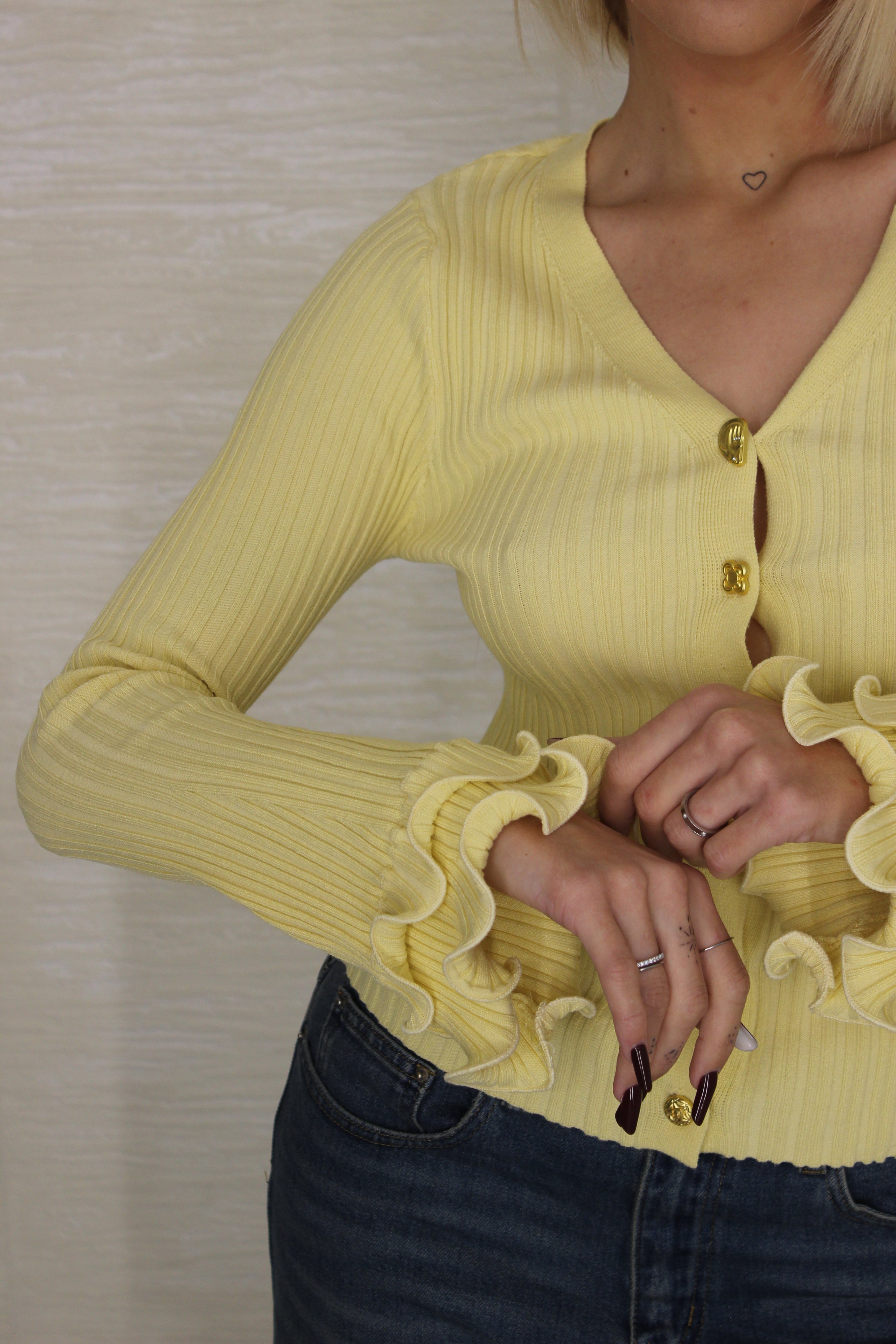 Maglia con Bottoni Giallo