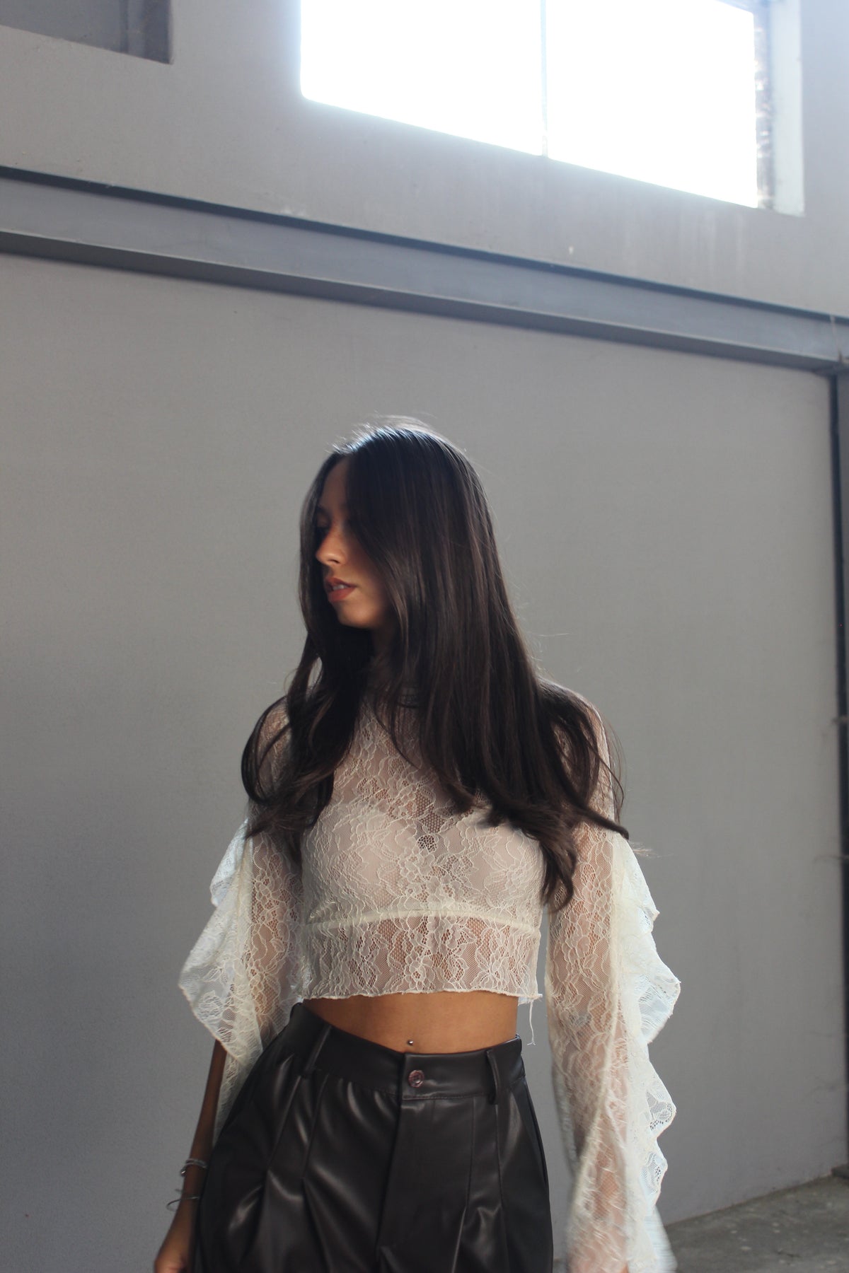 Blusa in pizzo panna