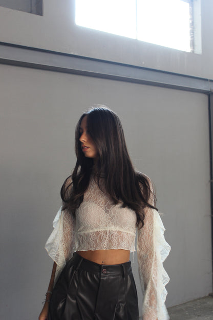 Blusa in pizzo panna