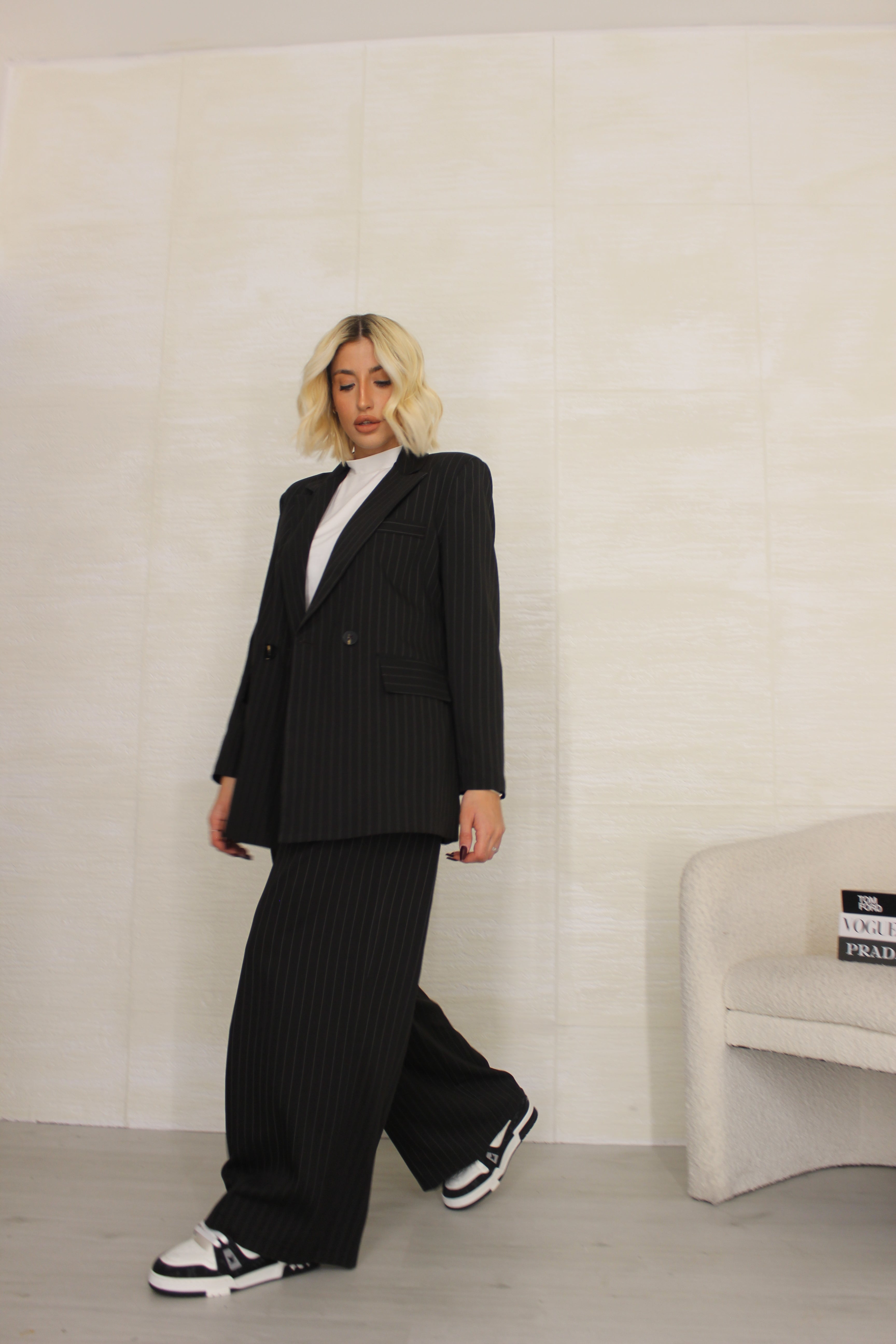 Coordinato gessato nero