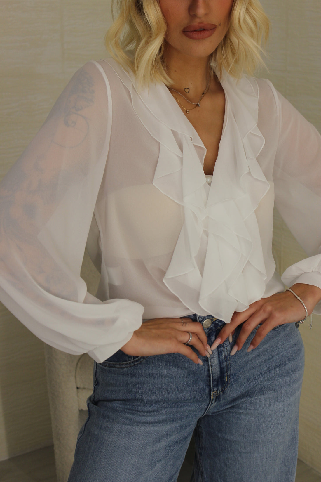 Blusa con rouge Bianco