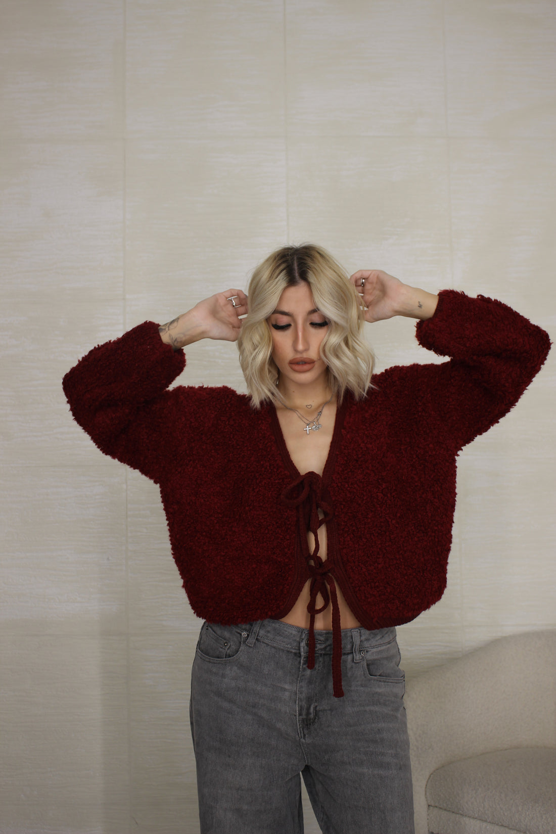 Cardigan Bouclè Bordeaux