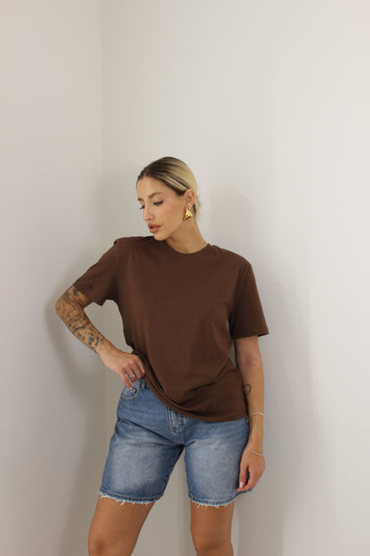 T-shirt basic lumina cioccolato
